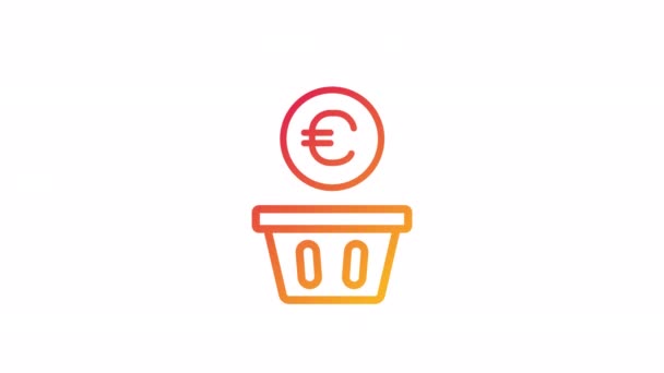 Euro Animati Acquistare Icona Gradiente Moneta Caduta Nel Carrello Della — Video Stock