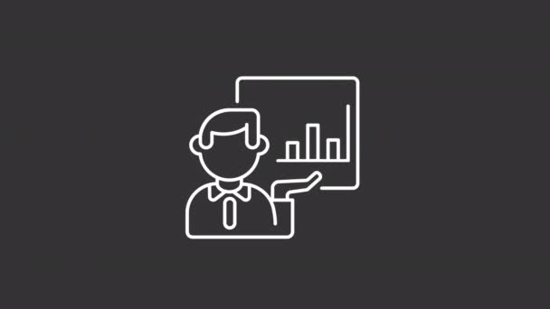 Animated Web Report White Line Icon Crescimento Comercial Atividades Corporativas — Vídeo de Stock