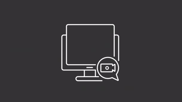 アニメーションのWebレポートホワイトラインアイコン 会議中に画面を共有する ビジネス技術 透明背景にアルファチャンネルとシームレスなループHdビデオ ナイトモード用モーショングラフィックデザイン — ストック動画