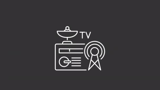 Animowana Ikona Białej Linii Tłumaczenie Telewizyjne Radiowe Technologia Komunikacji Bezproblemowa — Wideo stockowe