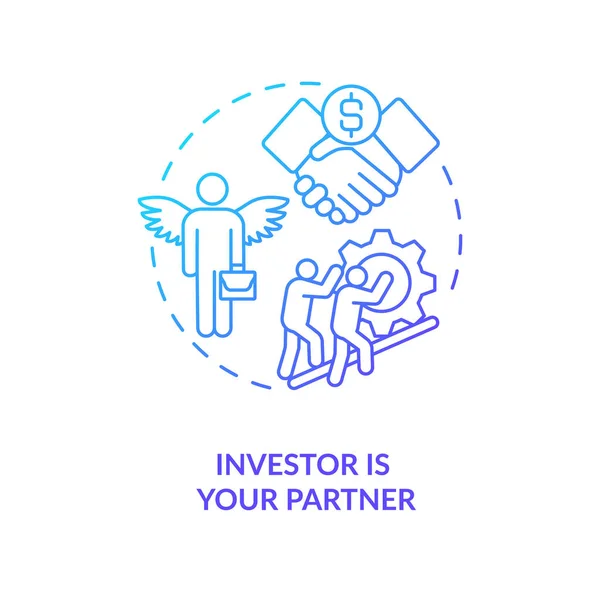 Investor Est Icône Concept Dégradé Bleu Votre Partenaire Assistance Aux — Image vectorielle