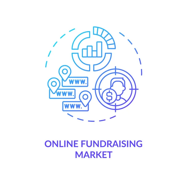 Online Fundraising Marknaden Blå Gradient Koncept Ikon Plattform För Gräsrotsfinansiering — Stock vektor