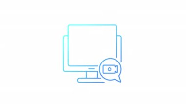 Animasyon web gradyan simgesi. Konferans sırasında ekranı paylaşmak. İş konferansı. Şeffaf arkaplanda alfa kanalı olan kusursuz HD video. Taslak hareketli grafik canlandırması