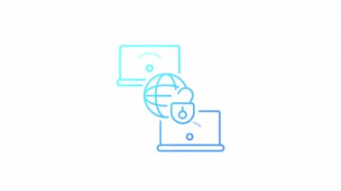 Canlandırılmış özel WAN gradyan simgesi. Siber güvenlik teknolojisi. Çevrimiçi güvenlik gelişiyor. Şeffaf arkaplanda alfa kanalı olan kusursuz HD video. Taslak hareketli grafik canlandırması