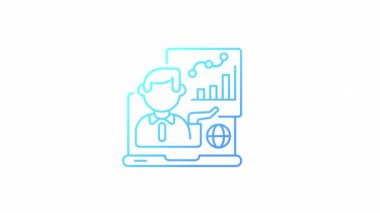 Animasyon web sohbet gradyan simgeleri seti. Video konferans teknolojisi. İletişim. Şeffaf arkaplanda alfa kanalı olan kusursuz HD video. Taslak hareketli grafik canlandırma paketi