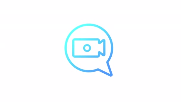 Animiertes Gradienten Symbol Für Videoanrufe Kamera Sprechblase Online Konferenztool Nahtlose — Stockvideo