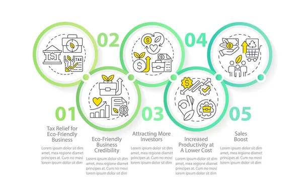 Going Green Benefits Business Circle Infographic Template Datenvisualisierung Schritten Editierbare — Stockvektor