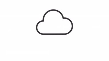 Bulut doğrusal simgesi olarak Avro animasyonu. Sanal mali işlemler. Banka teknolojisi. Şeffaf arkaplanda alfa kanalı olan kusursuz HD video. Taslak hareketli grafik canlandırması