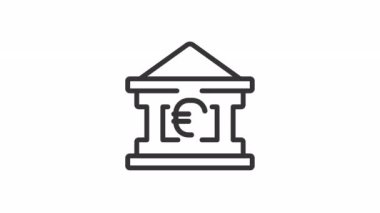 Animasyon banka hesabı doğrusal simgesi. Avro para birimine yatır. Finansal güvenlik. Şeffaf arkaplanda alfa kanalı olan kusursuz HD video. Taslak hareketli grafik canlandırması