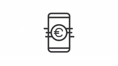 Animasyon çevrimiçi ödeme doğrusal simgesi. Akıllı telefondan para transferleri. Dijital banka. Şeffaf arkaplanda alfa kanalı olan kusursuz HD video. Taslak hareketli grafik canlandırması