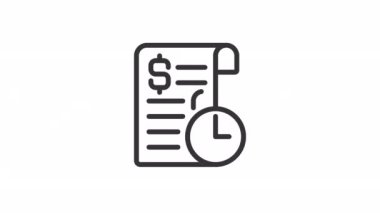 Animasyon ayakta sipariş doğrusal simgesi. Banka aracılığıyla düzenli ödemeler. Finansal belge. Şeffaf arkaplanda alfa kanalı olan kusursuz HD video. Taslak hareketli grafik canlandırması