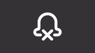 Animasyon beyaz çizgi ui ikonu. Bildirimleri kapat. Şeffaf arkaplanda alfa kanalı olan kusursuz HD video. Gece modu için izole edilmiş kullanıcı arayüzü hareketli grafik tasarımı