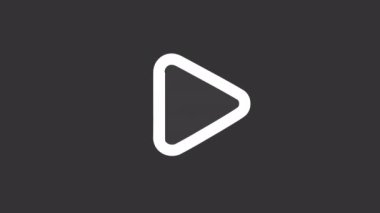 Animasyon beyaz çizgi ui ikonu oynamak. Multimedya oyuncu kontrolü. Şeffaf arkaplanda alfa kanalı olan kusursuz HD video. Gece modu için izole edilmiş kullanıcı arayüzü hareketli grafik tasarımı