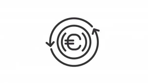 Geanimeerde Draaien Munt Lineaire Pictogram Dollar Euro Valuta Wisselen Financiële — Stockvideo