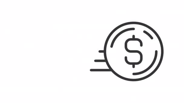 Ikon Linear Koin Penggeser Animasi Transfer Uang Dengan Cepat Pertumbuhan — Stok Video