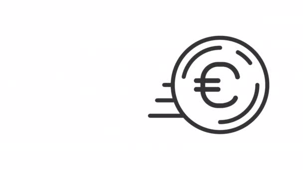 Ícone Linear Euro Deslizante Animado Tecnologia Transferências Dinheiro Conta Bancária — Vídeo de Stock