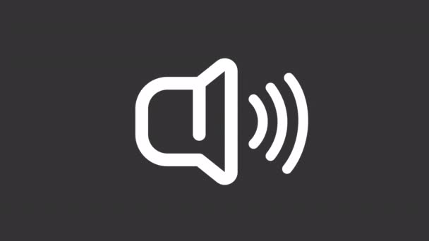 Анімована Гучність Білої Лінії Значок Рівень Гучності Звуку Безшовний Цикл — стокове відео