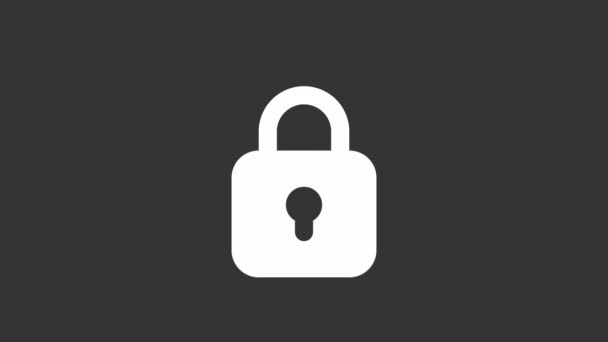 Κινούμενα Κλειδαριά Λευκό Γραμμή Εικονίδιο Ψηφιακή Ασφάλεια Και Προστασία Απρόσκοπτη — Αρχείο Βίντεο