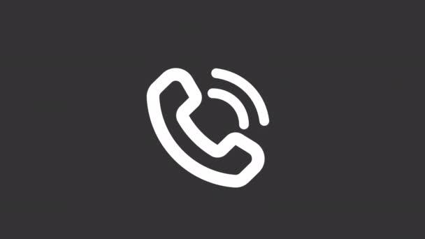 Animated Calling White Line Icon Dialling Phone Seamless Loop Video — Stock Video
