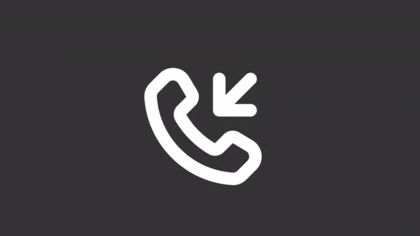 Animated Dialling White Line Icon Communication Seamless Loop Video Alpha — Stock Video