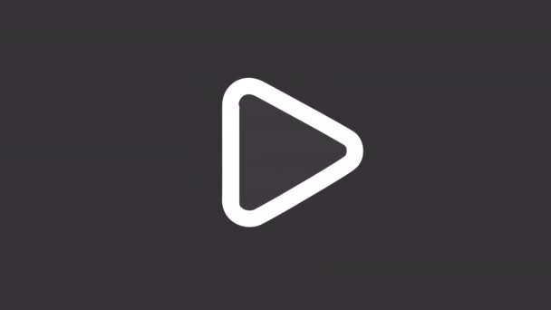 Animasyon Beyaz Çizgi Ikonu Oynamak Multimedya Oyuncu Kontrolü Şeffaf Arkaplanda — Stok video