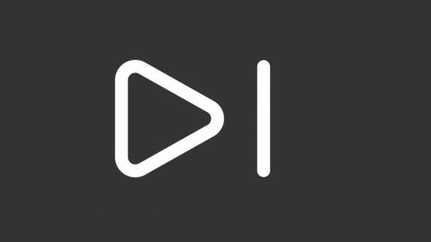 Animasyon Beyaz Çizgi Simgesi Multimedya Oyuncu Kontrolü Şeffaf Arkaplanda Alfa — Stok video