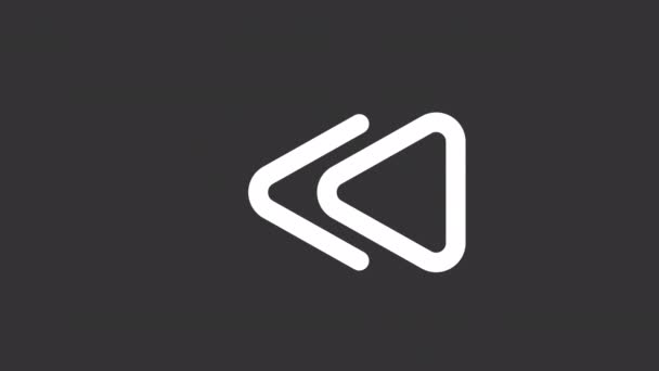 Geanimeerde Achterwaartse Witte Lijn Pictogram Multimediaspeler Naadloze Lus Video Met — Stockvideo