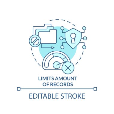 Turkuaz konsept simgesi miktarını sınırlandırır. Birden fazla profilden kaçınmak soyut fikir ince çizgi çizimi. İzole bir taslak çizim. Düzenlenebilir felç. Arial, Myriad Pro-Kalın yazı tipleri