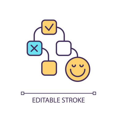 Beyin engelleyici RGB renk simgesi. Hafıza geri çağırma. Zihinsel model. Bilgiyi unut. Seçici hatırlama. İzole vektör çizimi. Basit bir çizgi çizimi. Düzenlenebilir felç. Kullanılan Arial yazı tipi