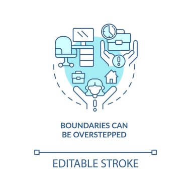 Sınırları aşmak, turkuaz konsept ikonu olabilir. Ev tabanlı iş sorunları soyut fikir ince çizgi çizimi. İzole bir taslak çizim. Düzenlenebilir felç. Arial, Myriad Pro-Kalın yazı tipleri