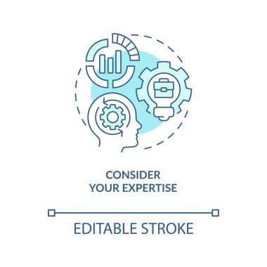 Uzman turkuaz konsept ikonunu düşünün. Ev hazırlıkları, soyut fikirler, ince çizgiler. İzole bir taslak çizim. Düzenlenebilir felç. Arial, Myriad Pro-Kalın yazı tipleri