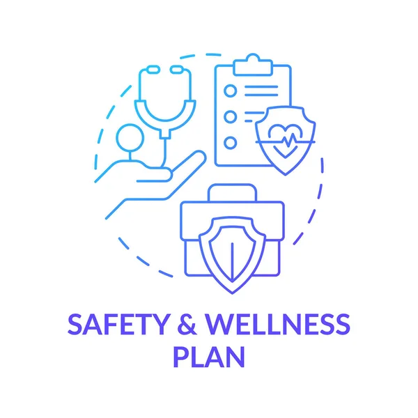 Säkerhet Och Välbefinnande Plan Blå Gradient Koncept Ikon Arbetstagarnas Hälsa — Stock vektor
