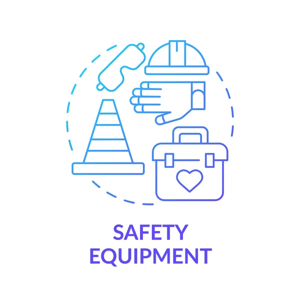 Equipo Seguridad Icono Concepto Gradiente Azul Dispositivos Protección Personal Prevención — Vector de stock