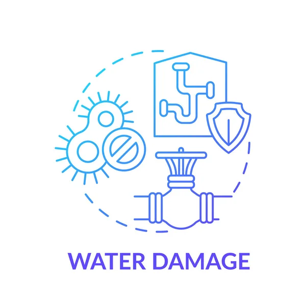 水の損傷青グラデーションのコンセプトアイコン 配管工サービス 労働災害のリスクを軽減するための措置は 線画の概念を抽象化する 独立した外形図面 無数のPro Boldフォントが使われます — ストックベクタ