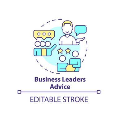 İş liderleri konsept ikonu öneriyor. Profesyonel yardım. Akıl hocası fikri soyut ince çizgi çizimi. İzole bir taslak çizim. Düzenlenebilir felç. Arial, Myriad Pro-Kalın yazı tipleri