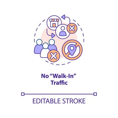 Trafik konsepti ikonu yok. Çevrimiçi mağaza dezavantajı. Ev tabanlı iş konusu soyut fikir ince çizgi çizimi. İzole bir taslak çizim. Düzenlenebilir felç. Arial, Myriad Pro-Kalın yazı tipleri