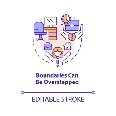 Sınırlar konsept simgesini aşabilir. İş hayatı dengesizliği. Ev tabanlı iş konusu soyut fikir ince çizgi çizimi. İzole bir taslak çizim. Düzenlenebilir felç. Arial, Myriad Pro-Kalın yazı tipleri