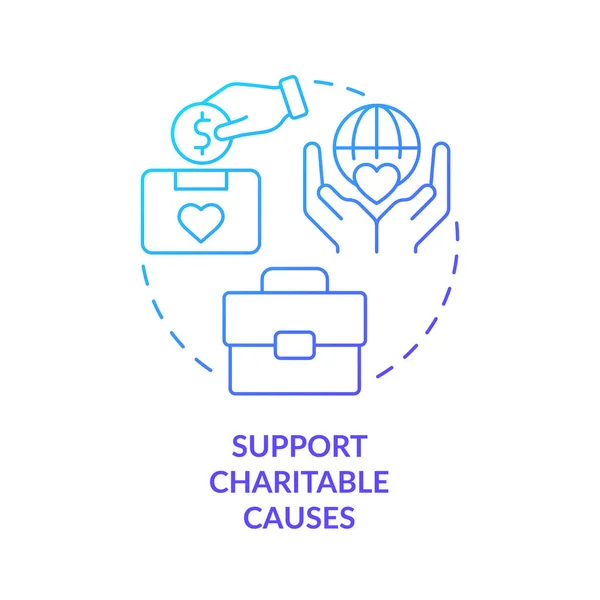 Soutenez Les Causes Caritatives Icône Concept Dégradé Bleu Faites Don — Image vectorielle