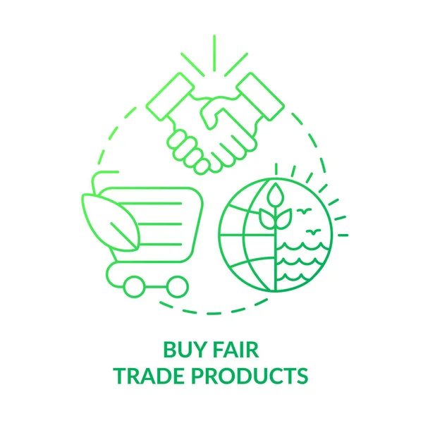 Comprar Productos Comercio Justo Verde Gradiente Icono Concepto Asociación Transparente — Vector de stock