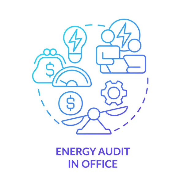 Ofis Mavi Gradyan Konsept Ikonunda Enerji Denetimi Güç Tüketimini Azalt — Stok Vektör