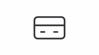 Animasyon kredi kartı hattı ui ikonu. Ödeme yöntemi. Şeffaf arkaplanda alfa kanalı olan kusursuz HD video. Taslak izole edilmiş kullanıcı arayüzü ögesi hareketli grafik canlandırması