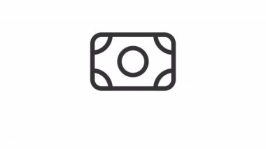 Canlandırılmış ana hat ui ikonu. Yığınla para. Mali işler. Şeffaf arkaplanda alfa kanalı olan kusursuz HD video. Taslak izole edilmiş kullanıcı arayüzü ögesi hareketli grafik canlandırması