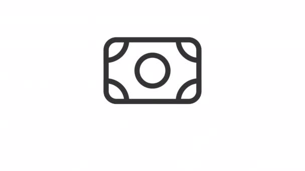 Піктограма Анімованих Банкнот Лінії Купка Грошей Фінанси Безшовний Цикл Відео — стокове відео