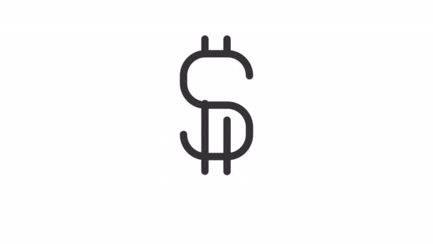 Animated Dollar Sign Line Icon Currency Money Seamless Loop Video — Stock Video