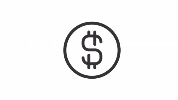 Ikon Pemutih Koin Dolar Animasi Pembayaran Perbankan Dan Keuangan Video — Stok Video