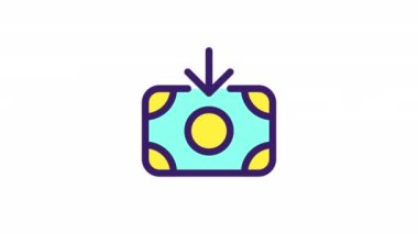 Animasyon gelir rengi ui ikonu. Paranı al. Nakit öde. Bankacılık ve finans. Şeffaf arkaplanda alfa kanalı olan kusursuz HD video. Basit doldurulmuş RGB resim çizelgesi canlandırması