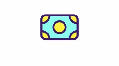 Animasyon banknotlar renkli ui simgesi. Yığınla para. Finans ve bankacılık. Şeffaf arkaplanda alfa kanalı olan kusursuz HD video. Basit doldurulmuş RGB resim çizelgesi canlandırması