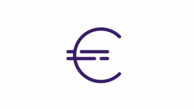 Animasyon Euro renk ui ikonu. Döviz bürosu. Ekonomi. Finans ve bankacılık. Şeffaf arkaplanda alfa kanalı olan kusursuz HD video. Basit doldurulmuş RGB resim çizelgesi canlandırması