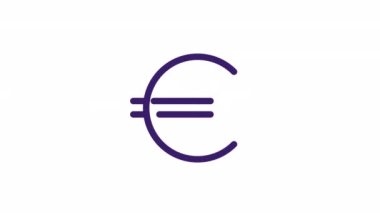 Animasyon Euro işareti renk ui simgesi. Avrupa para birimi. Ekonomi. Finans ve bankacılık. Şeffaf arkaplanda alfa kanalı olan kusursuz HD video. Basit doldurulmuş RGB resim çizelgesi canlandırması