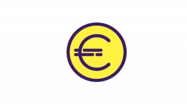 Animasyon Euro sikke rengi ui simgesi. Para için. Döviz bürosu. Finans ve bankacılık. Şeffaf arkaplanda alfa kanalı olan kusursuz HD video. Basit doldurulmuş RGB resim çizelgesi canlandırması